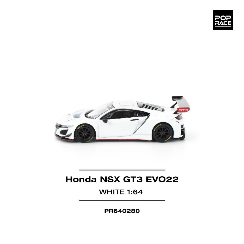 Pop Race Honda NSX GT3 Evo22 - White 1:64 Diecast Car PR640280