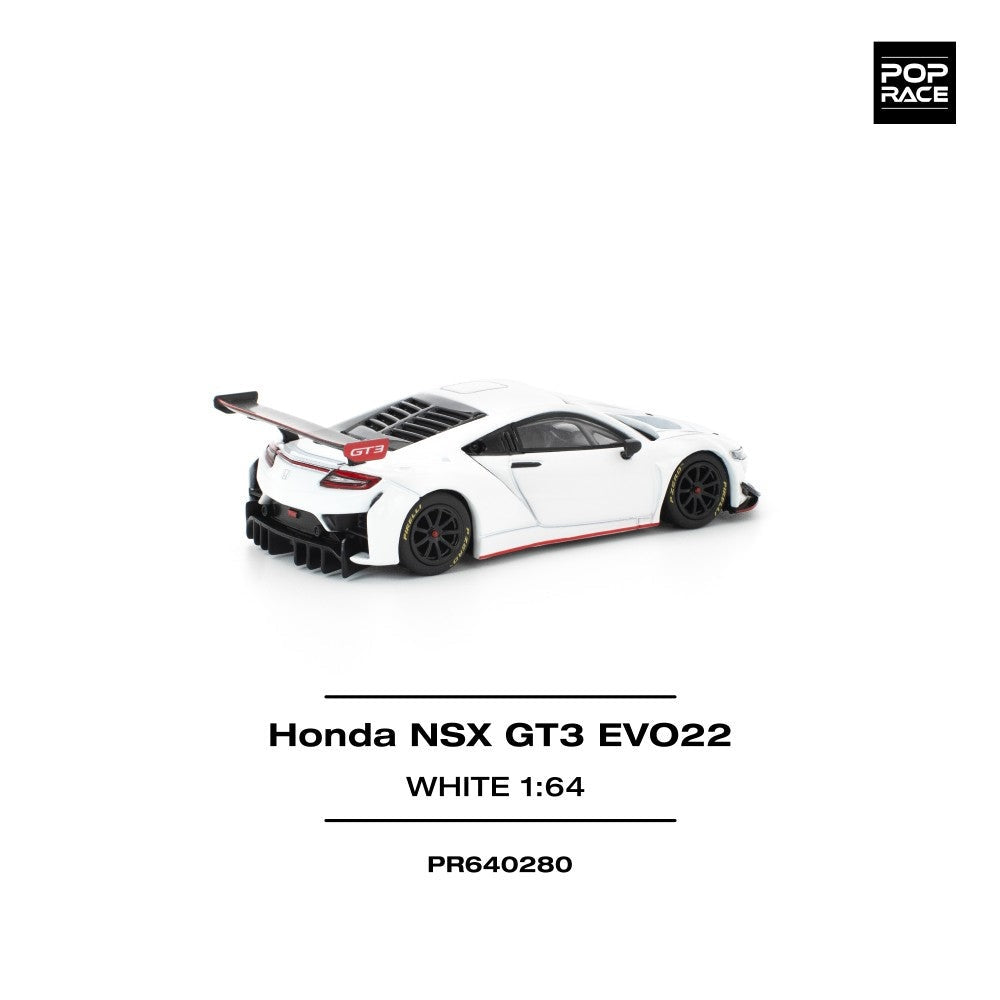 Pop Race Honda NSX GT3 Evo22 - White 1:64 Diecast Car PR640280
