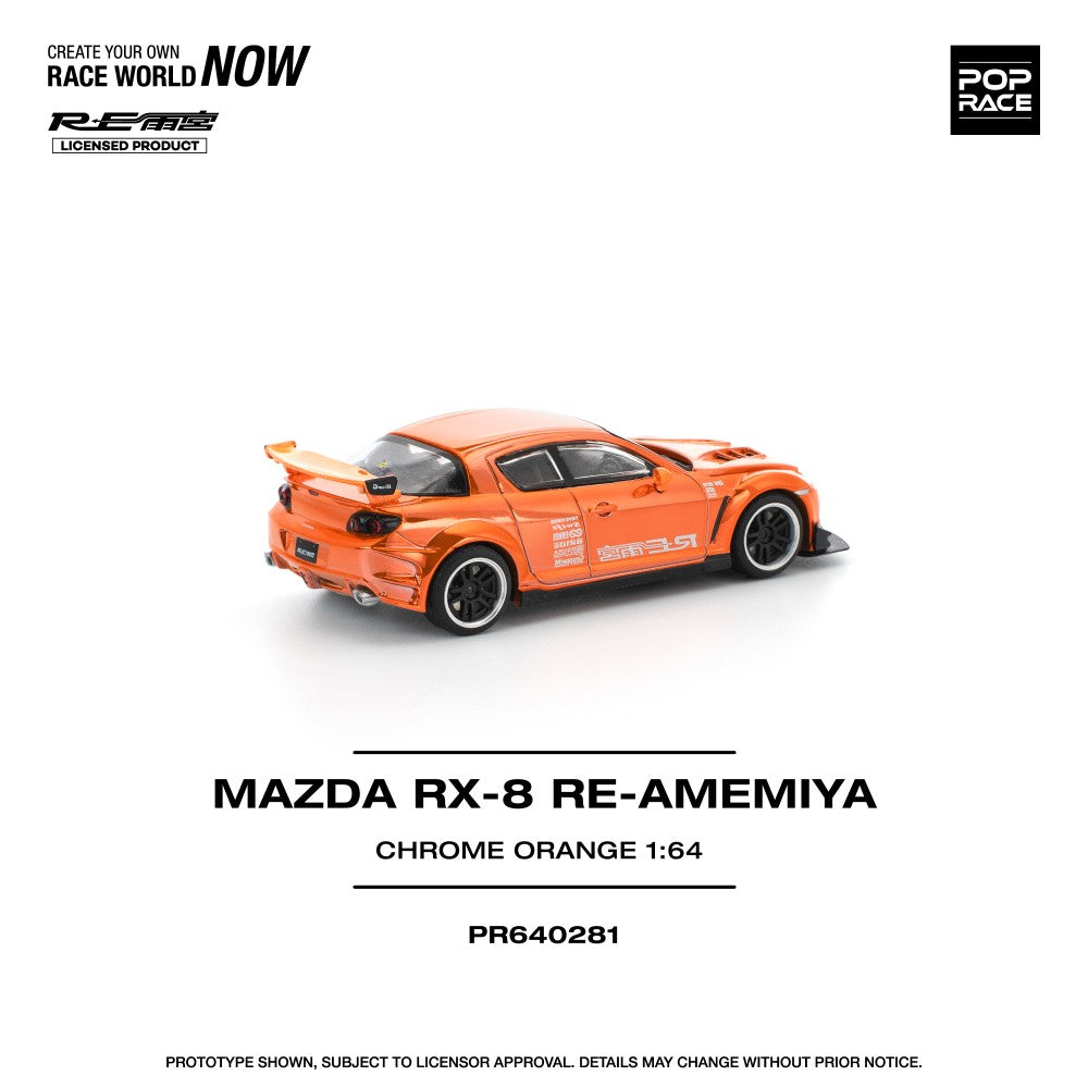 Pop Race Mazda RX-8 RE-AMEMIYA - Chrome Orange 1:64 Diecast Car PR640281