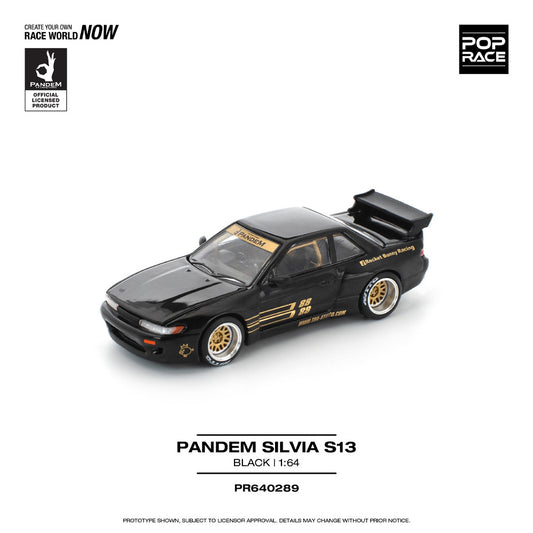 Pop Race Pandem Silvia S13 Black 1:64 Diecast Car 640289