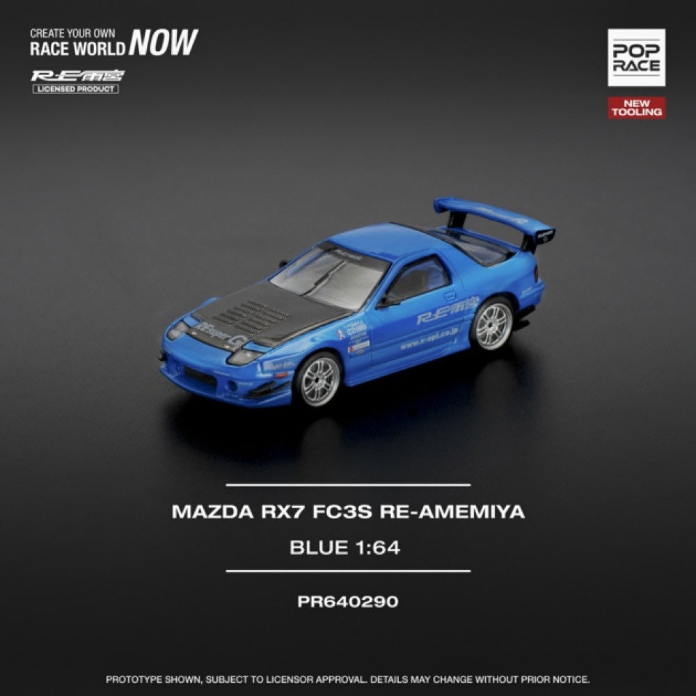 Pop Race Mazda RX7 (FC3S) Re-Amemiya Blue 1:64 Diecast Car