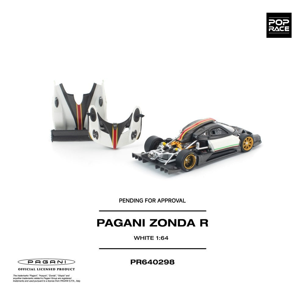 Pop Race Pagani Zonda R White 1:64 Diecast Car PR640298