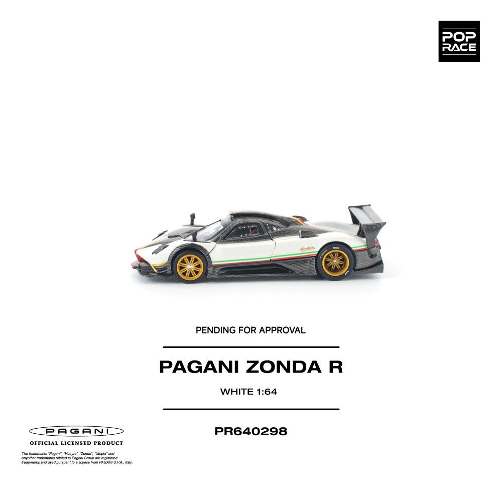 Pop Race Pagani Zonda R White 1:64 Diecast Car PR640298