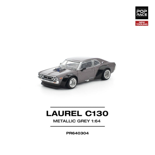Pop Race Laurel C130 Metallic Grey New Tooling 1:64 Car PR640304