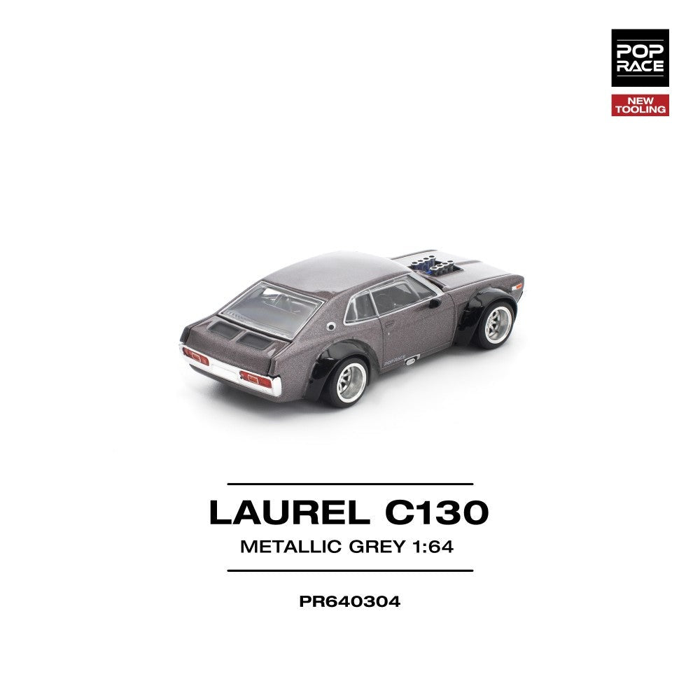 Pop Race Laurel C130 Metallic Grey New Tooling 1:64 Car PR640304
