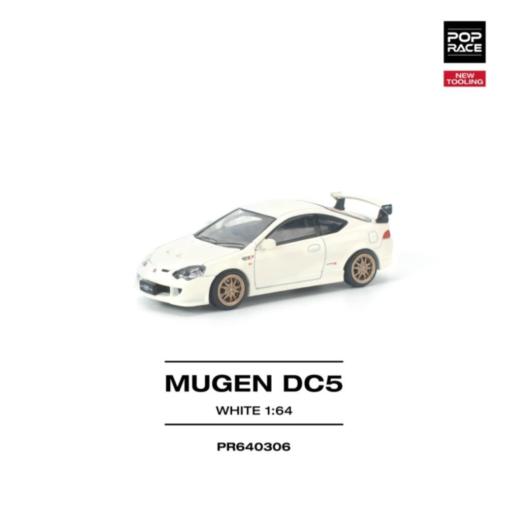 Pop Race Honda DC5 Mugen White New Tooling 1:64 Diecast Car PR640306