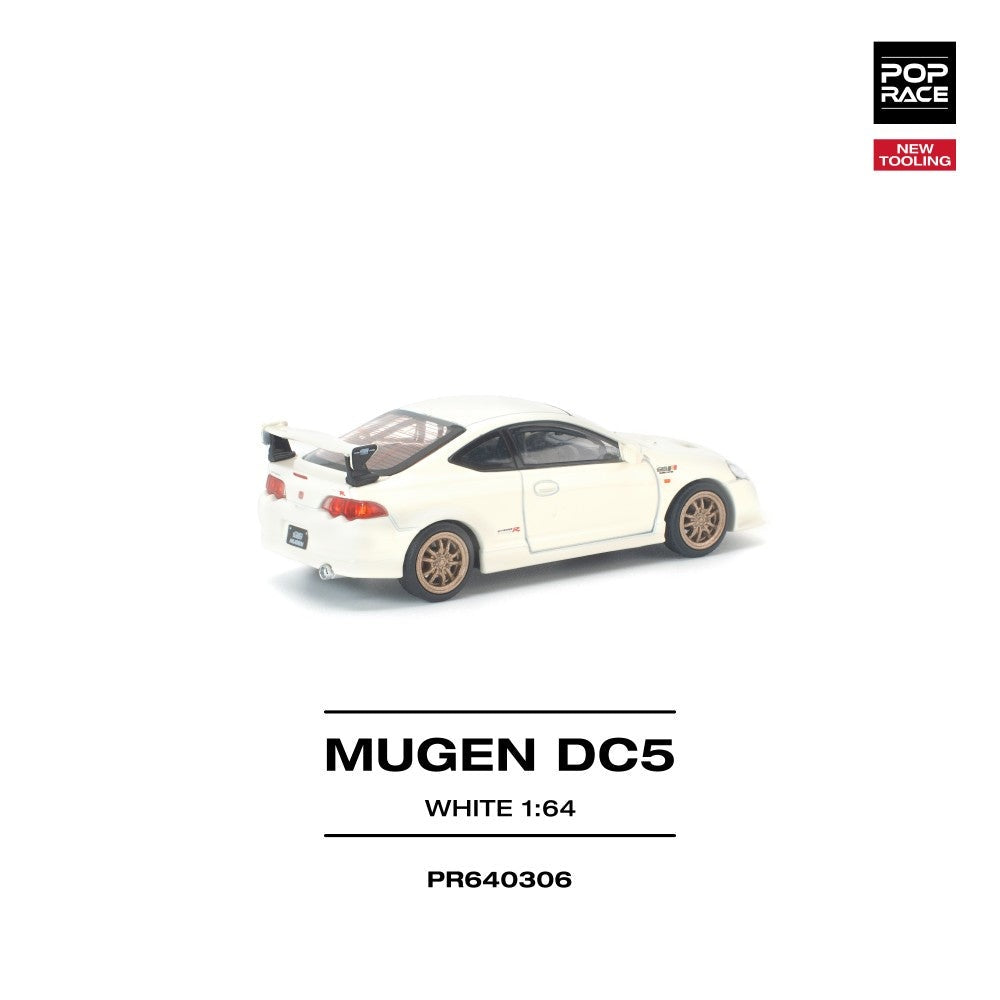 Pop Race Honda DC5 Mugen White New Tooling 1:64 Diecast Car PR640306