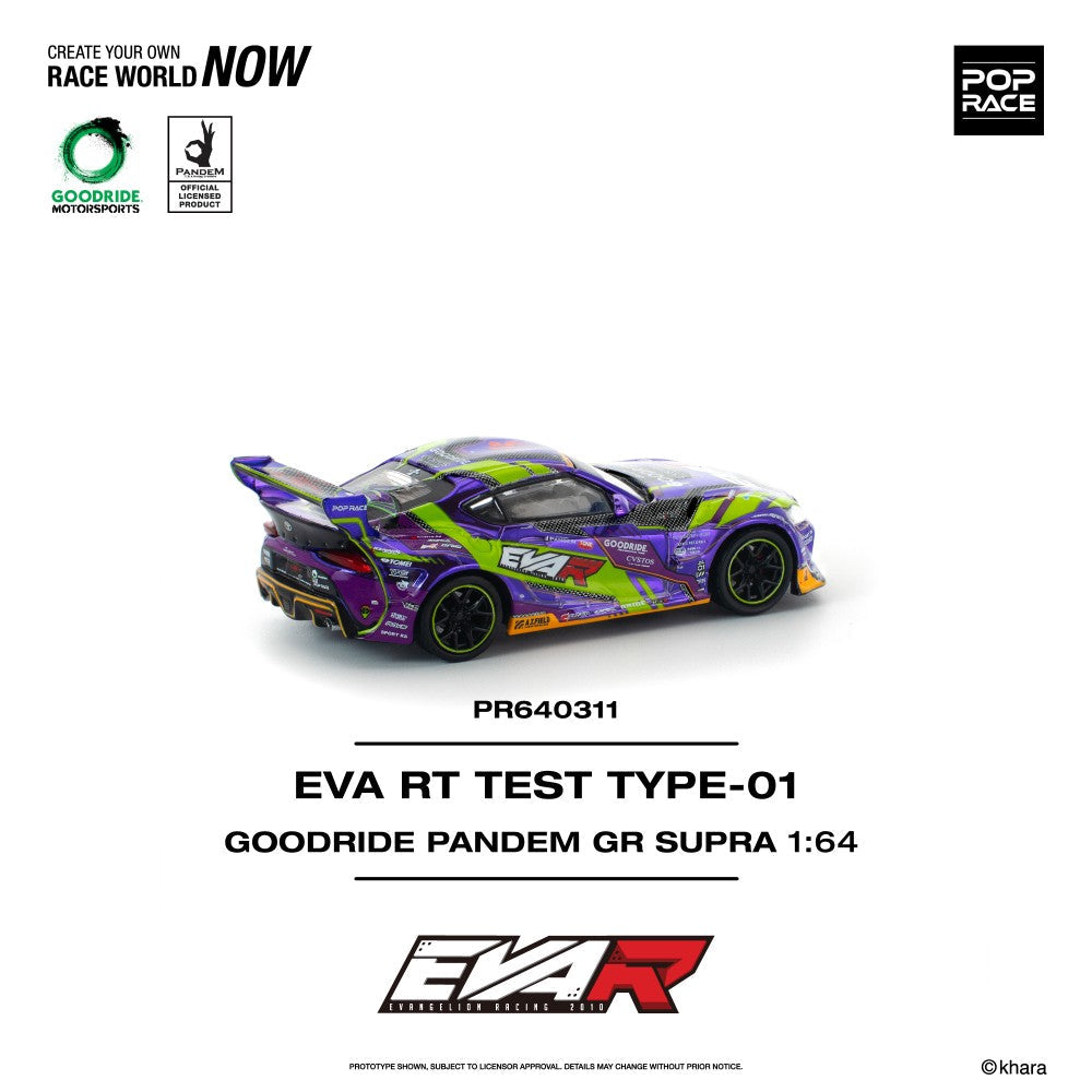 Pop Race EVA RT Test TYPE-01 Goodride Pandem GR Supra 1:64 Diecast Car PR640311