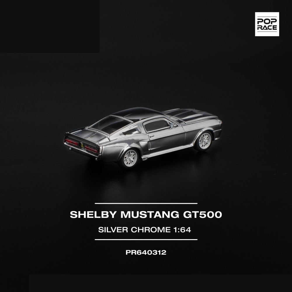 Pop Race Shelby Mustang GT500 - Silver Chrome 1:64 Car PR640312