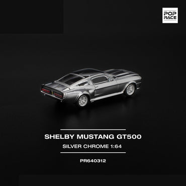 Pop Race Shelby Mustang GT500 - Silver Chrome 1:64 Car PR640312