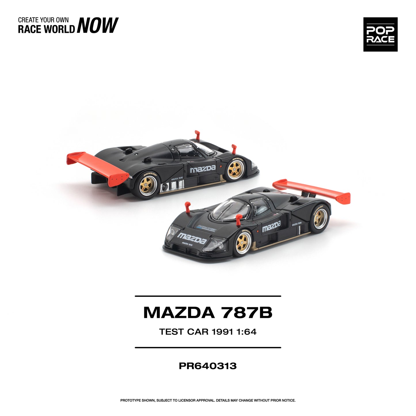 Pop Race Mazda 787B 1991 Test Car 1:64 Diecast Model 640313