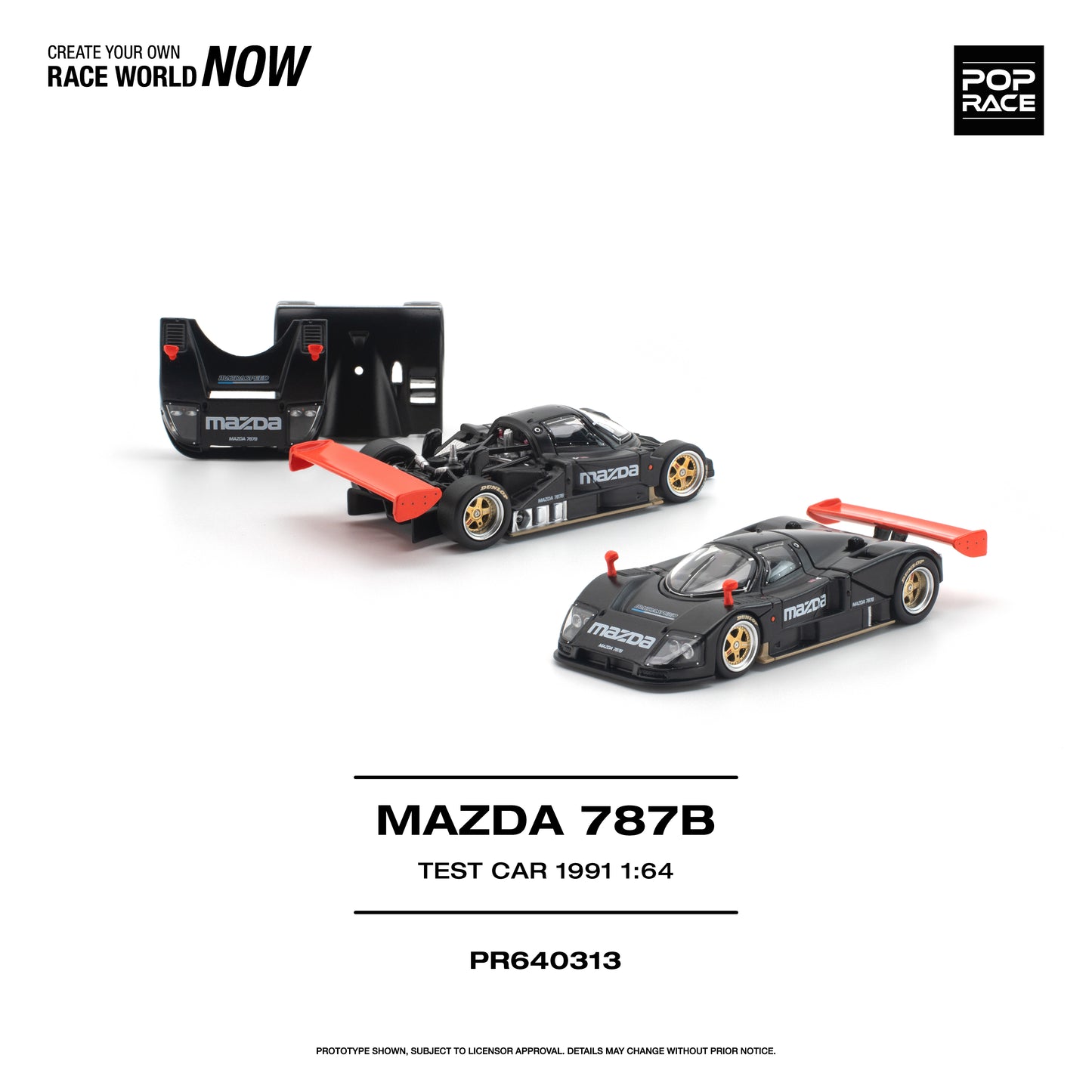 Pop Race Mazda 787B 1991 Test Car 1:64 Diecast Model 640313