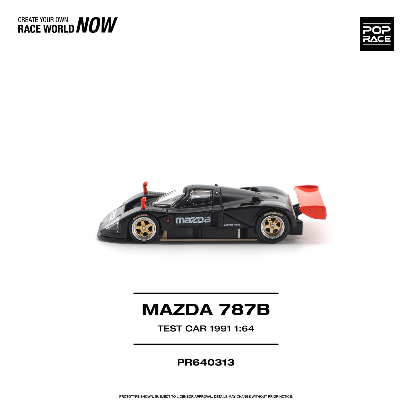 Pop Race Mazda 787B 1991 Test Car 1:64 Diecast Model 640313