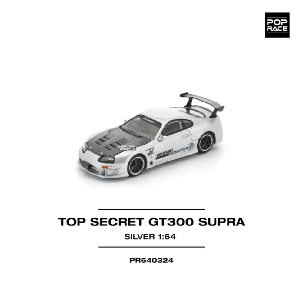 Pop Race Top Secret GT300 Supra Silver 1:64 Diecast Car PR640324