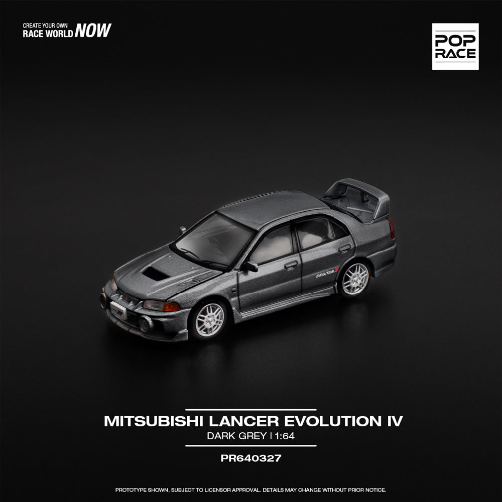 Pop Race Mitsubishi Lancer Evolution IV Dark Grey 1:64 Diecast Car 640327