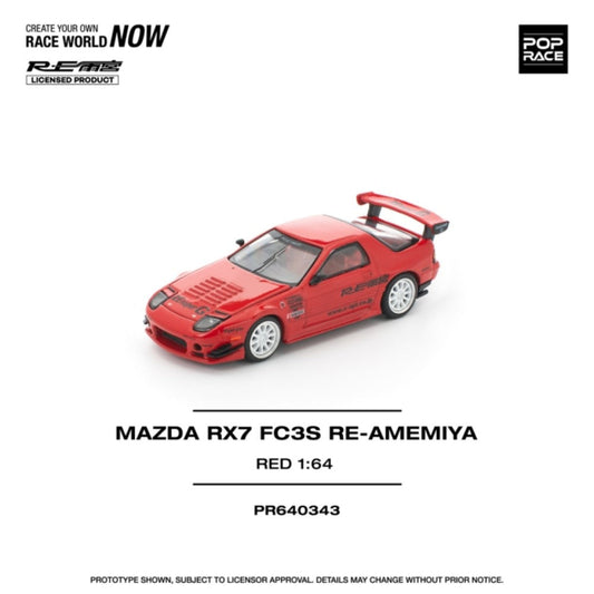 Pop Race Mazda RX-7 FC3S RE-AMEMIYA Red 1:64 Diecast Car PR640343
