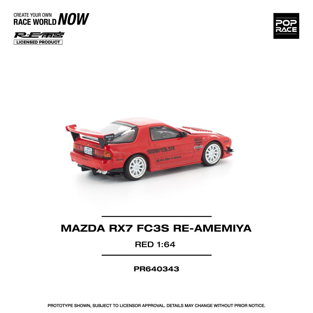 Pop Race Mazda RX-7 FC3S RE-AMEMIYA Red 1:64 Diecast Car PR640343