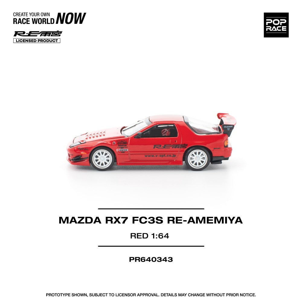 Pop Race Mazda RX-7 FC3S RE-AMEMIYA Red 1:64 Diecast Car PR640343