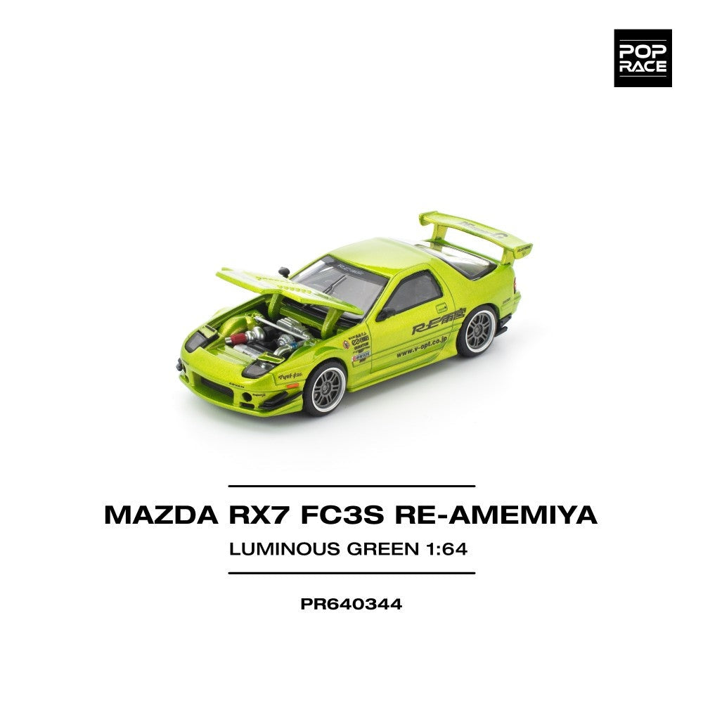 Pop Race Mazda RX7 FC3S Re-Amemiya Luminous Green 1:64 Car PR640344