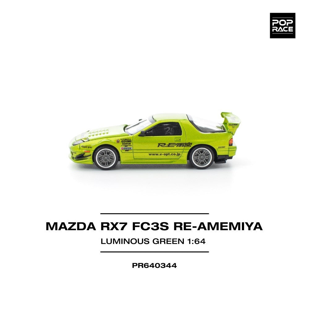Pop Race Mazda RX7 FC3S Re-Amemiya Luminous Green 1:64 Car PR640344