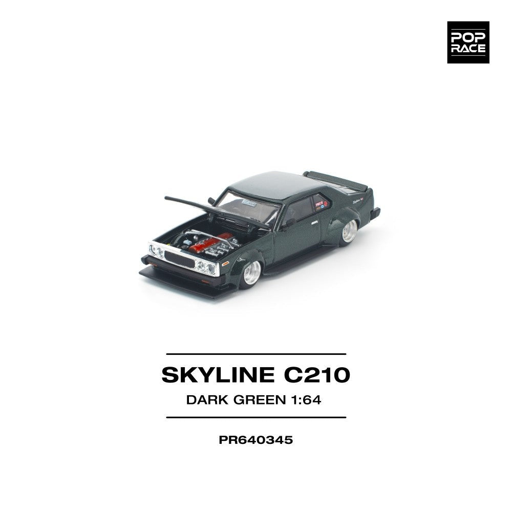 Pop Race Skyline C210 Dark Green (New Tooling) 1:64 Car PR640345