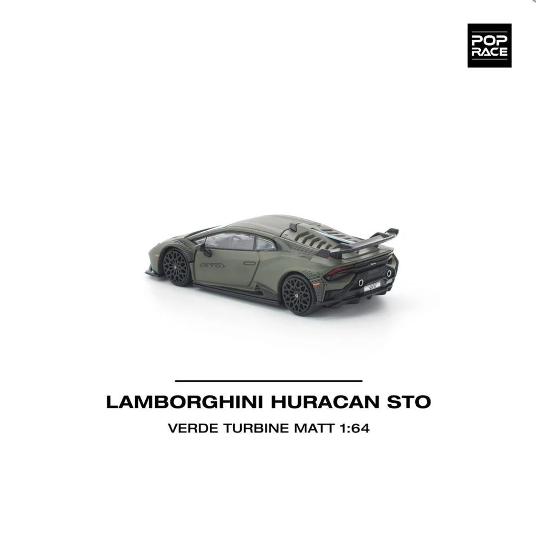 Pop Race Lamborghini Huracan STO Verde Turbine Matt 1:64 Car PR640347