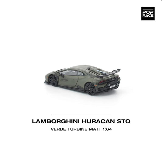 Pop Race Lamborghini Huracan STO Verde Turbine Matt 1:64 Car PR640347