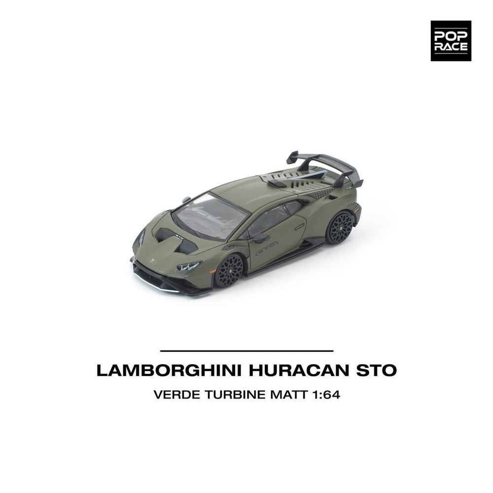 Pop Race Lamborghini Huracan STO Verde Turbine Matt 1:64 Car PR640347