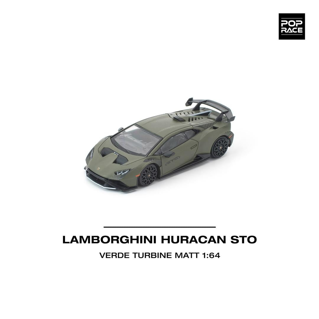 Pop Race Lamborghini Huracan STO Verde Turbine Matt 1:64 Car PR640347