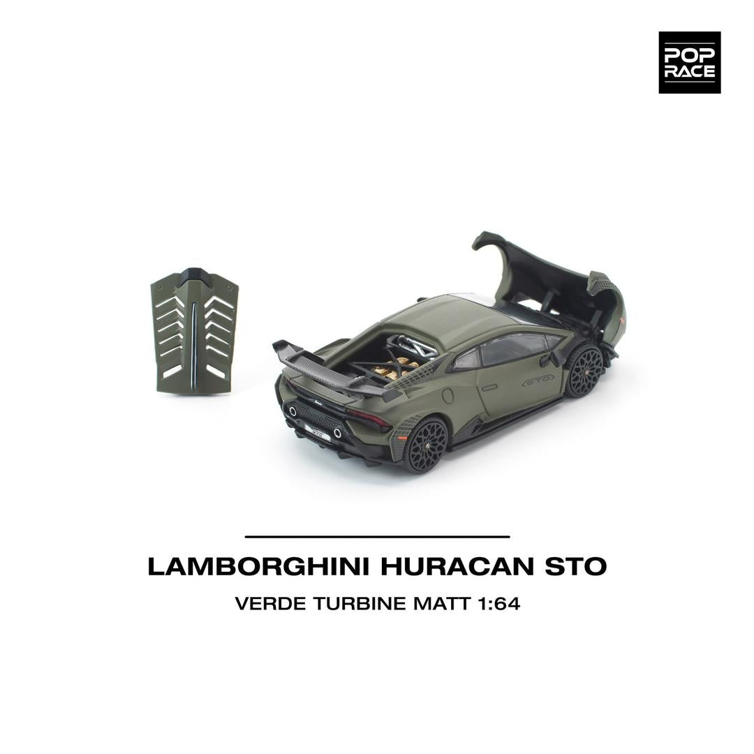 Pop Race Lamborghini Huracan STO Verde Turbine Matt 1:64 Car PR640347