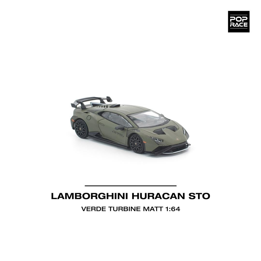 Pop Race Lamborghini Huracan STO Verde Turbine Matt 1:64 Car PR640347