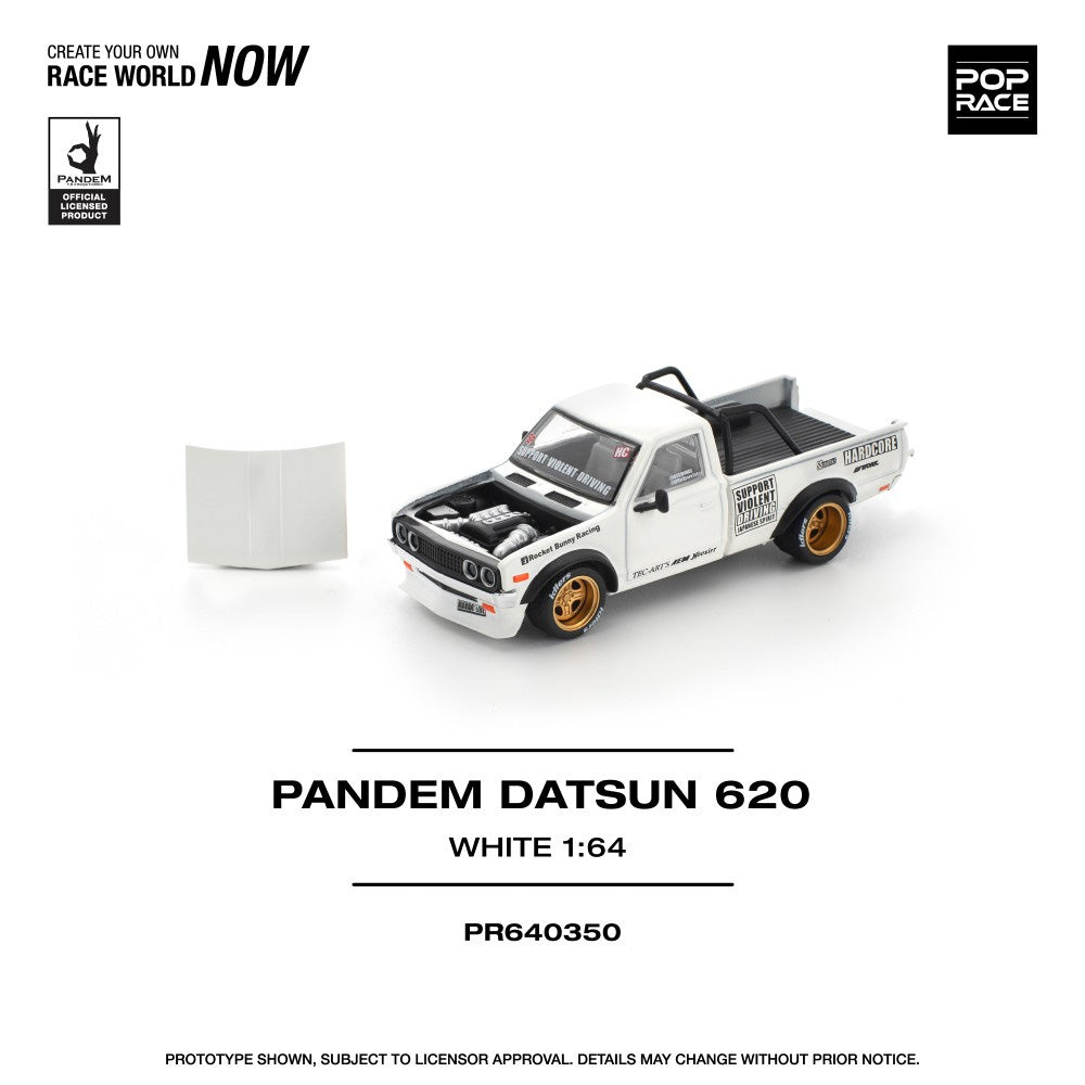 Pop Race Pandem Datsun 620 White 1:64 Diecast Car 640350