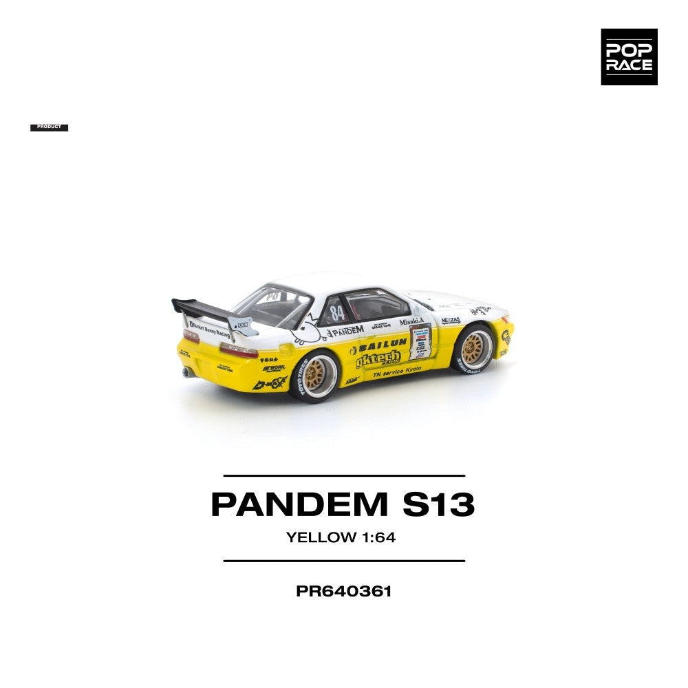 Pop Race Pandem Silvia S13 2020 D1 Lights Yellow/White 1:64 Car PR640361
