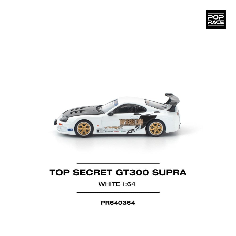 Pop Race Top Secret GT300 Supra White 1:64 Diecast Car PR640364
