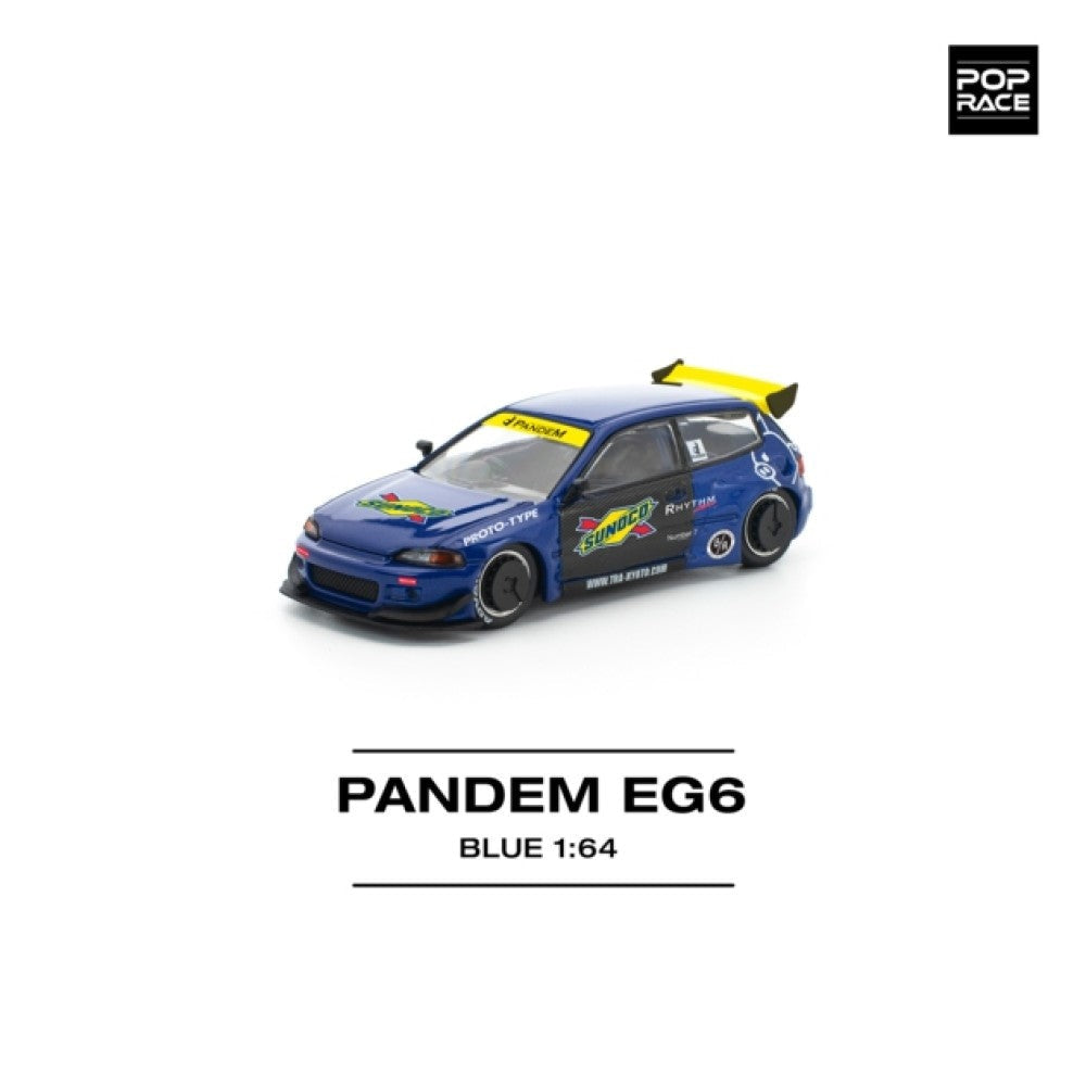 Pop Race Pandem Civic EG6 Blue/Black 1:64 Diecast Car PR640365