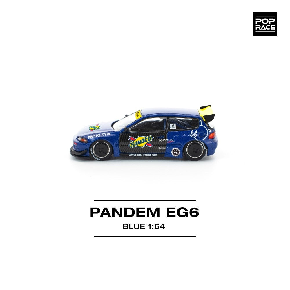 Pop Race Pandem Civic EG6 Blue/Black 1:64 Diecast Car PR640365