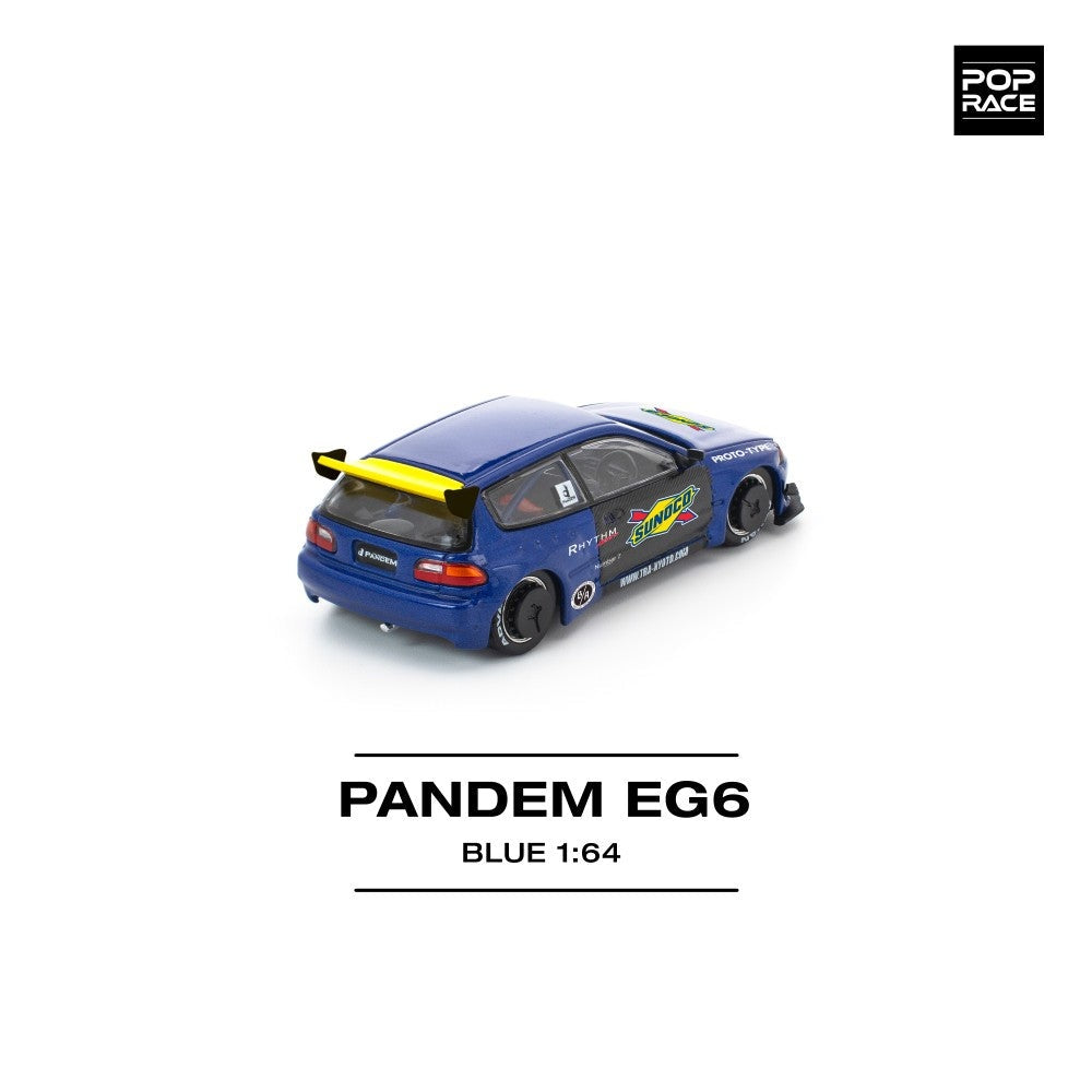 Pop Race Pandem Civic EG6 Blue/Black 1:64 Diecast Car PR640365