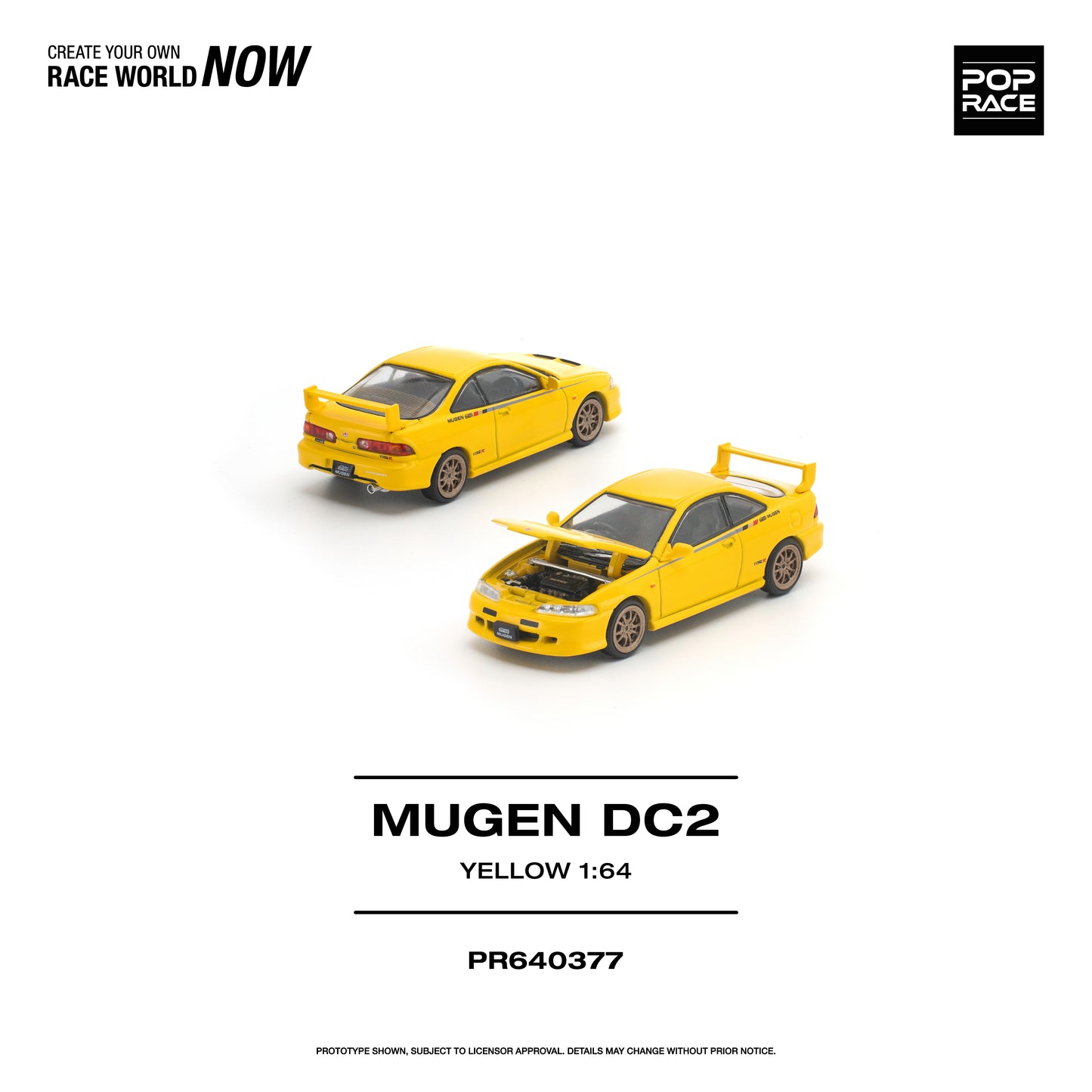 Pop Race Mugen DC2 Yellow 1:64 Diecast Model 640377