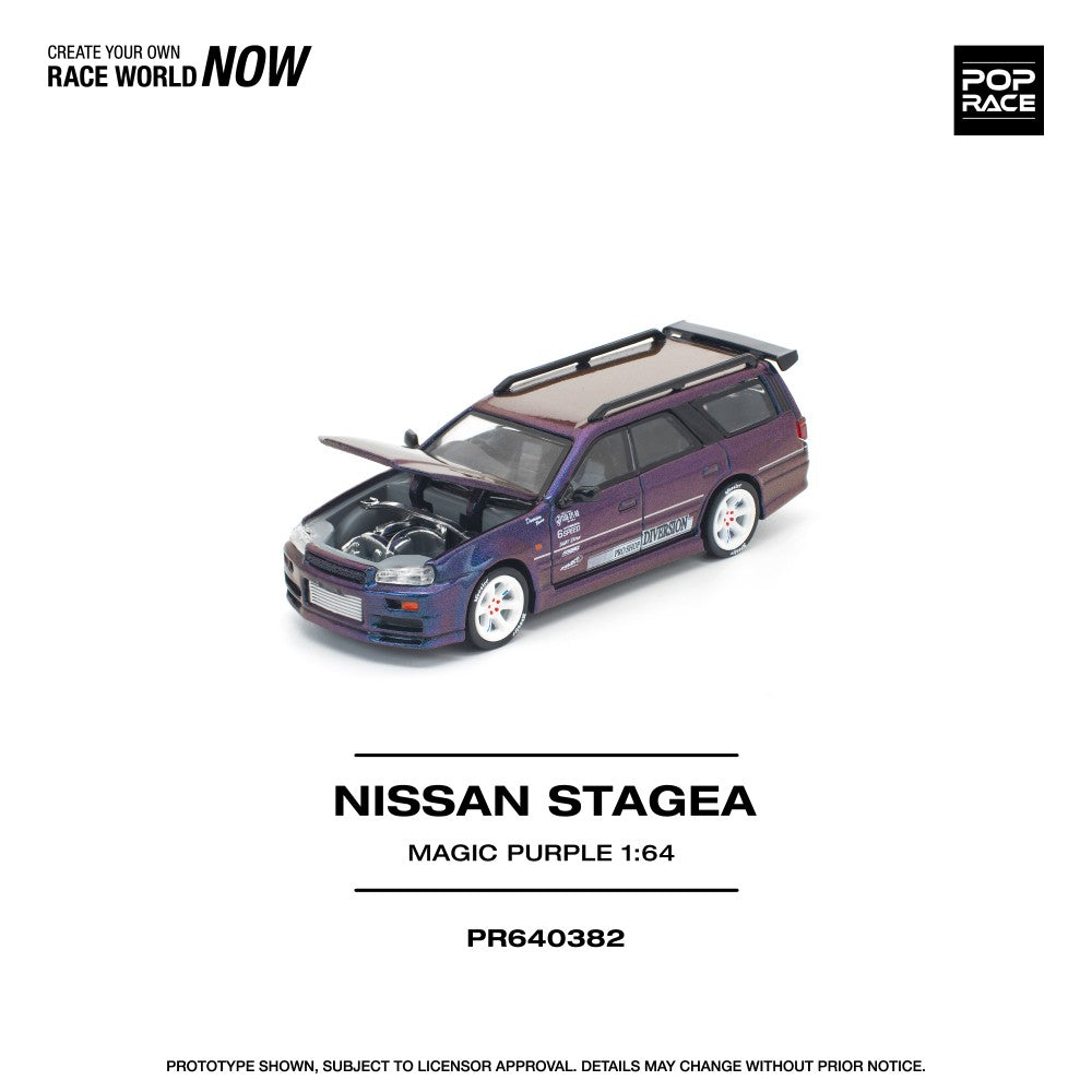 Pop Race Nissan Stagea Magic Purple 1:64 Diecast Car PR640382
