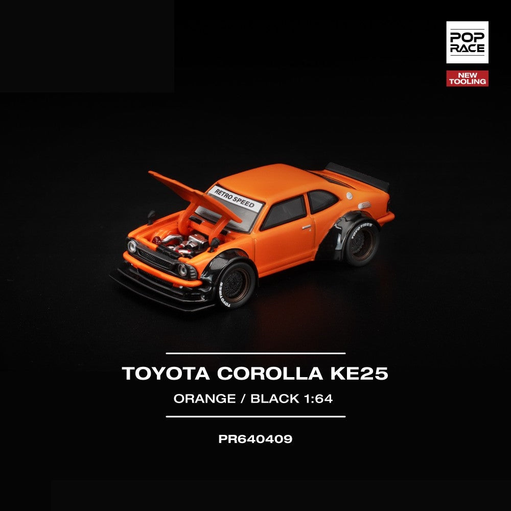 Pop Race Toyota Corolla KE25 Orange 1:64 Diecast Car PR640409