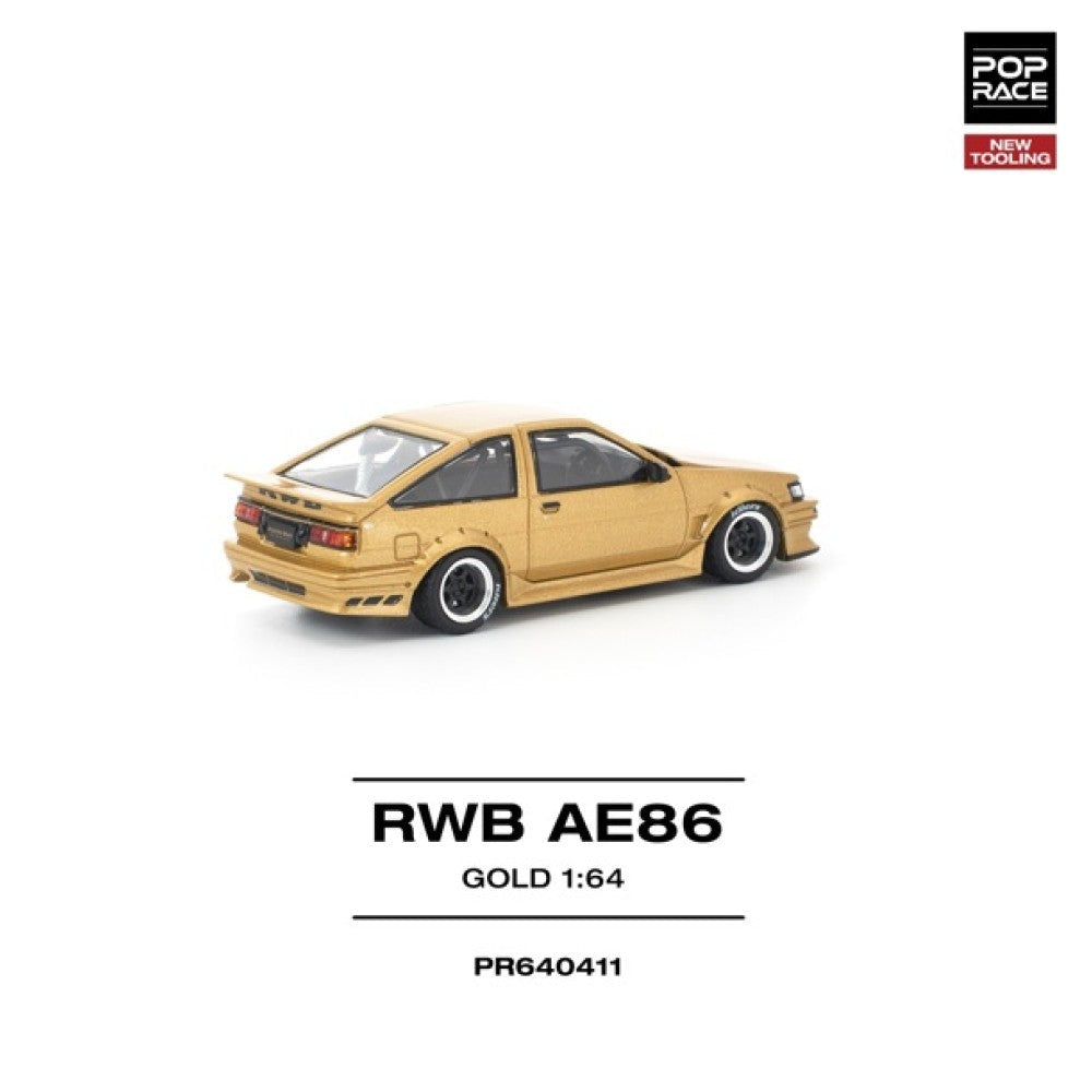 Pop Race RWB AE86 Gold New Tooling 1:64 Diecast Car PR640411