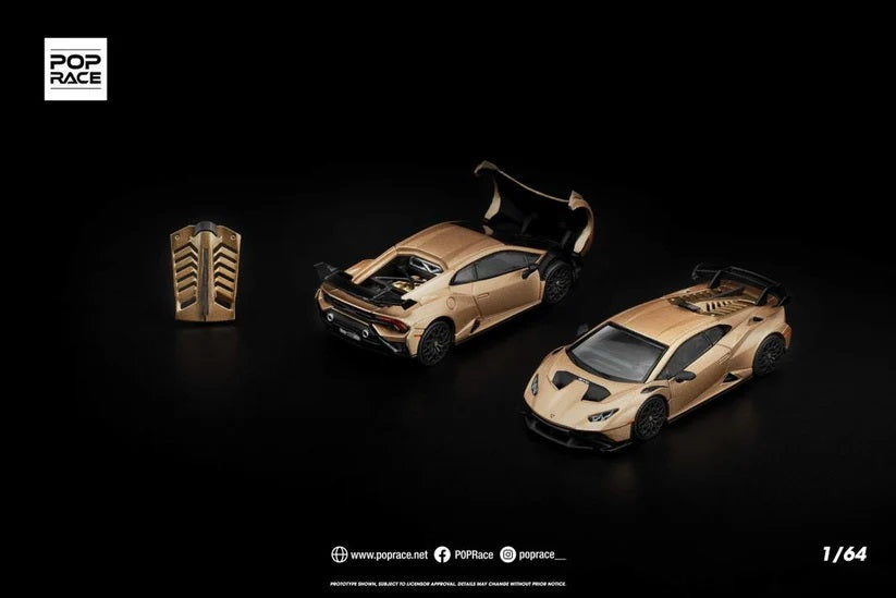 Pop Race Lamborghini Huracan STO Matte Gold 1:64 Diecast Car PR640413