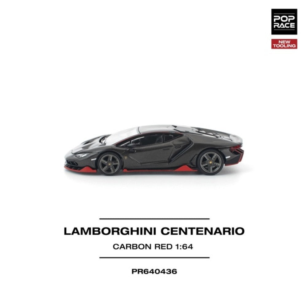 Pop Race Lamborghini Centenario Carbon Red New Tooling 1:64 Car PR640436