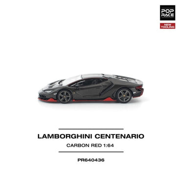 Pop Race Lamborghini Centenario Carbon Red New Tooling 1:64 Car PR640436