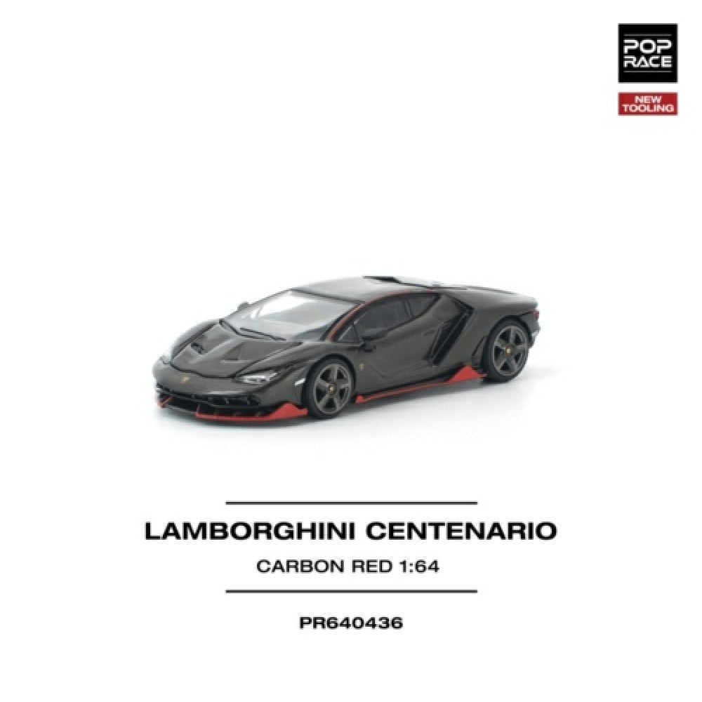 Pop Race Lamborghini Centenario Carbon Red New Tooling 1:64 Car PR640436