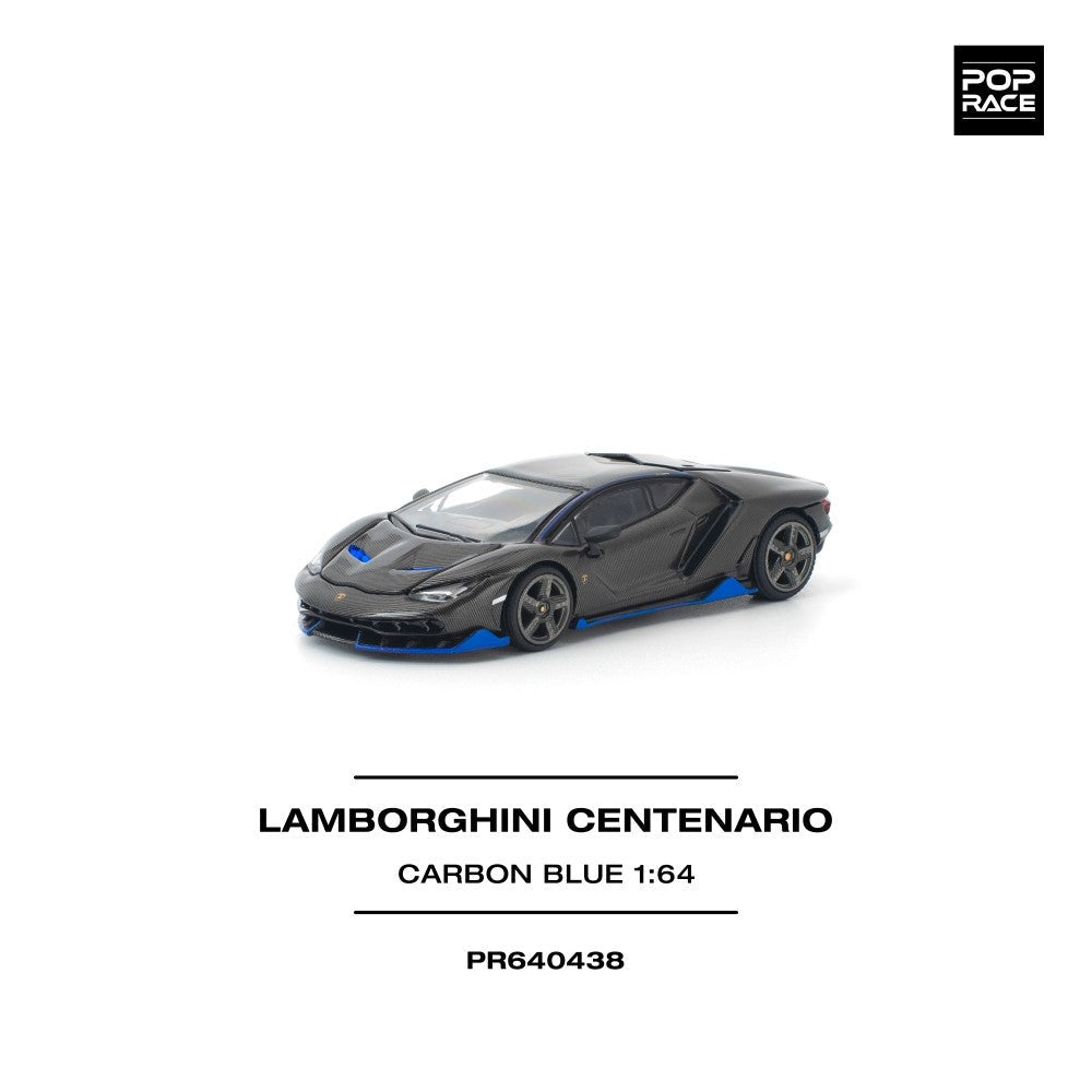 Pop Race Lamborghini Centenario Carbon Blue 1:64 Diecast Car PR640438