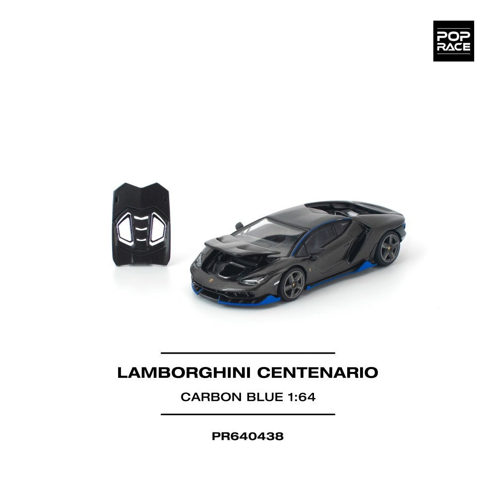 Pop Race Lamborghini Centenario Carbon Blue 1:64 Diecast Car PR640438