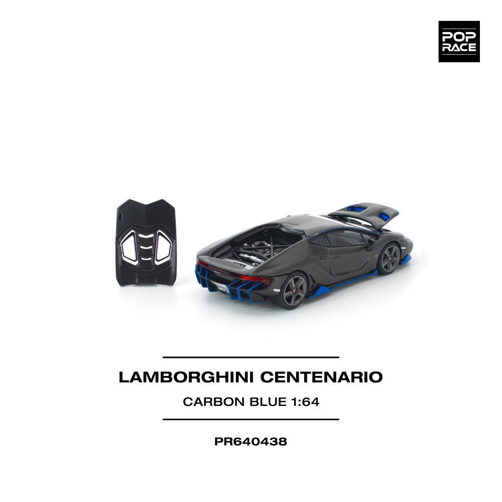 Pop Race Lamborghini Centenario Carbon Blue 1:64 Diecast Car PR640438