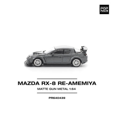 Pop Race Mazda RX-8 Re-Amemiya Gun-Metal 1:64 Diecast Car PR640439