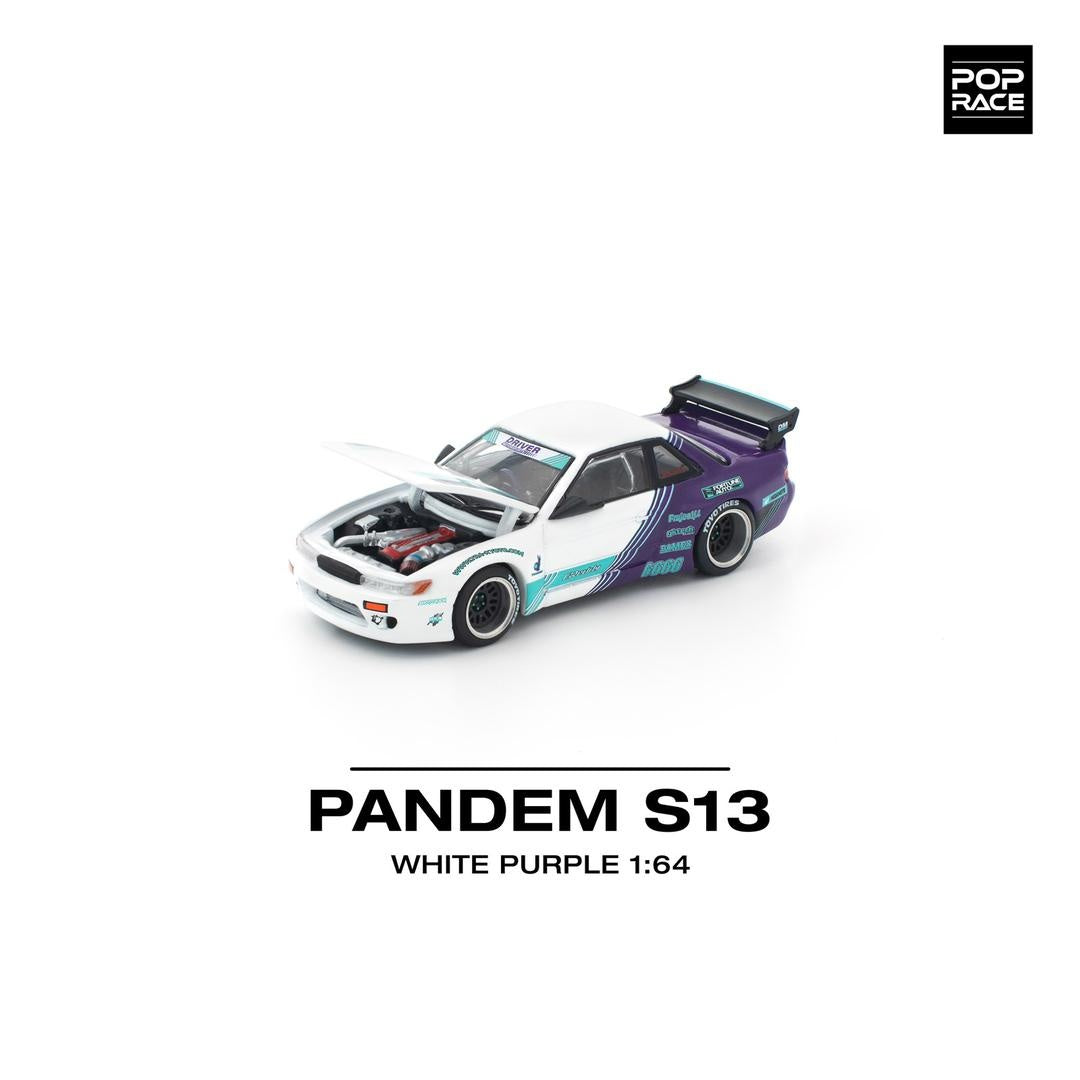 Pop Race Pandem S13 White Purple 1:64 Diecast Car PR640455